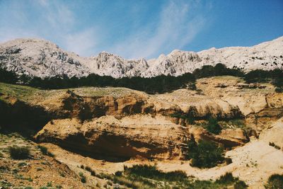 Scenic view of mountains against clear sky