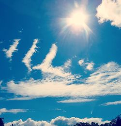 Low angle view of clouds in blue sky