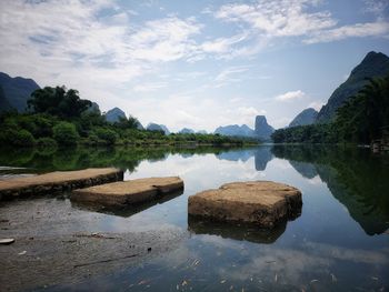 Scenic view of lake against sky