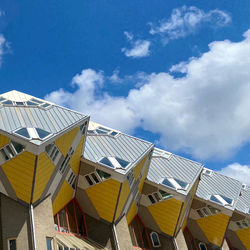 Low angle view of modern building against sky