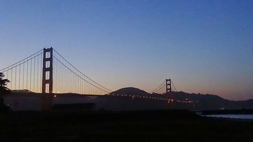 Suspension bridge at sunset