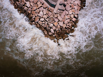 High angle view of sea waves