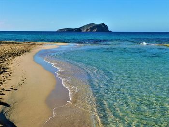 Scenic view of sea against clear sky