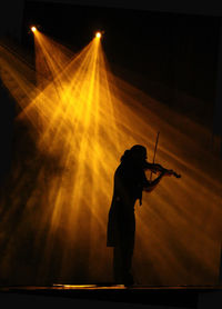 Silhouette person dancing at music concert