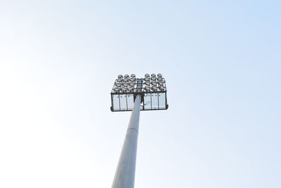 Low angle view of basketball hoop against clear sky