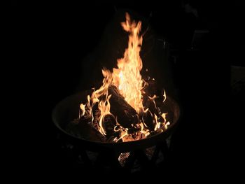 Close-up of bonfire at night