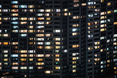 Full frame shot of illuminated building at night