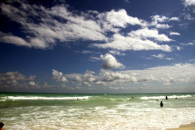 Scenic view of sea against cloudy sky