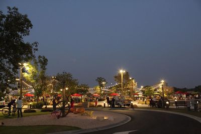 City street against clear sky at night