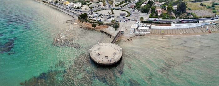 High angle view of boat in sea