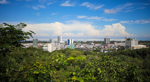 Panoramic view of cityscape against sky