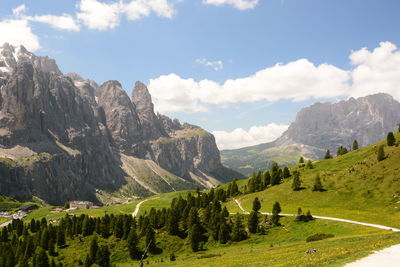 Panoramic view of landscape and mountains against sky