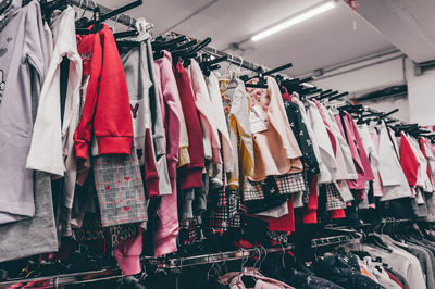 Clothes hanging on rack