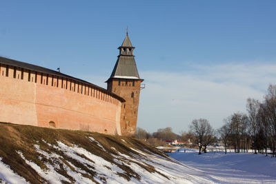View of buildings against clear sky