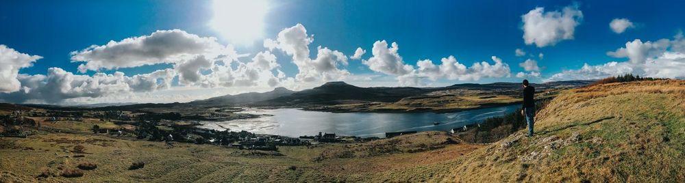 Panoramic view of lake against sky