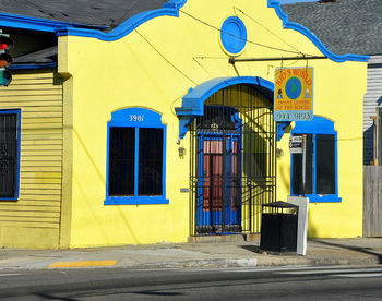 Yellow door of building