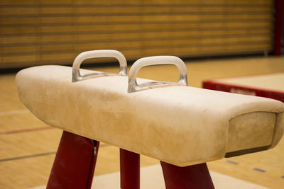 Close-up of pommel horse