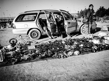 Cars parked on road