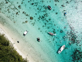 High angle view of people on beach