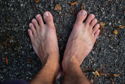Low section of person standing on rock