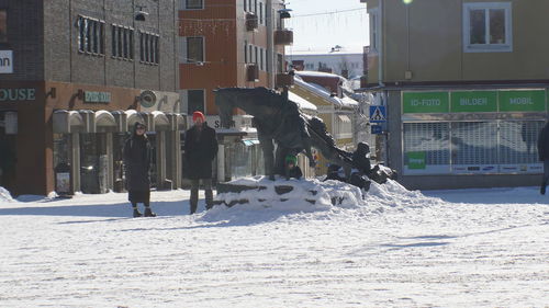 Snow on city during winter