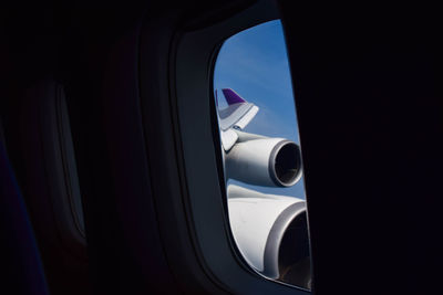 Close-up of airplane window