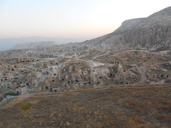 Aerial view of landscape against clear sky