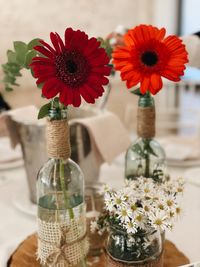 Close-up of flowers in vase on table