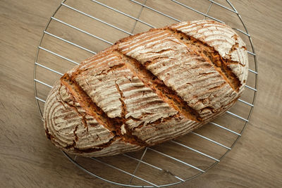 Fresh homemade baked rye bread with walnuts