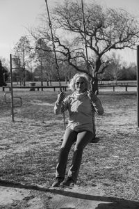 Portrait of happy girl on field