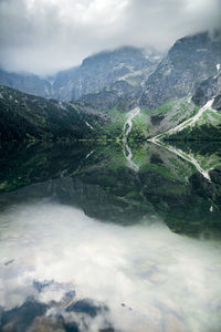 Aerial view of mountain against sky