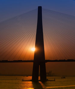 Silhouette of bridge at sunset