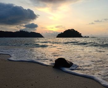 Scenic view of sea against sky during sunset