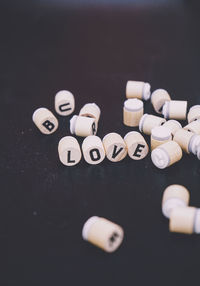Close-up of pills on black background
