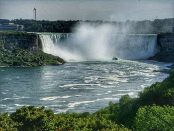 Scenic view of waterfall