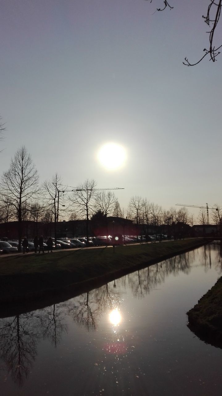 REFLECTION OF BUILDINGS IN LAKE