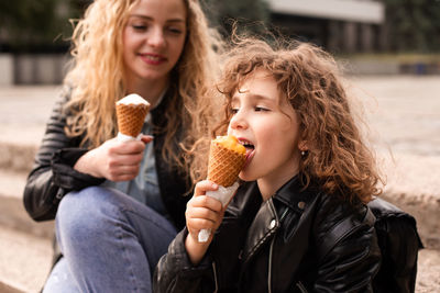 Happy girl with ice cream