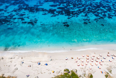 High angle view of people on beach