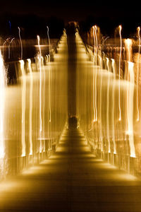 Illuminated fountain at night