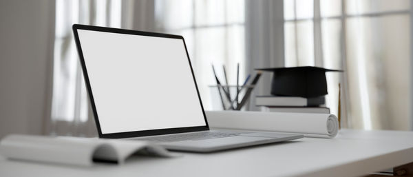 Laptop on table