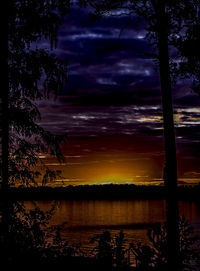 Scenic view of lake against sky at sunset