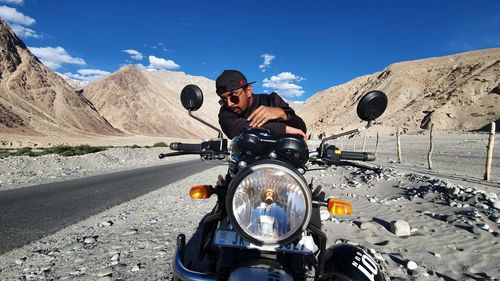 Riding motorcycle on open road