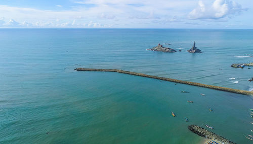 High angle view of sea against sky