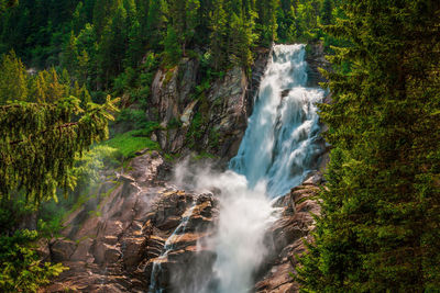 View of waterfall in forest