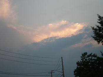 Low angle view of electricity pylon against sky