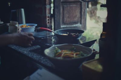 Midsection of person having food