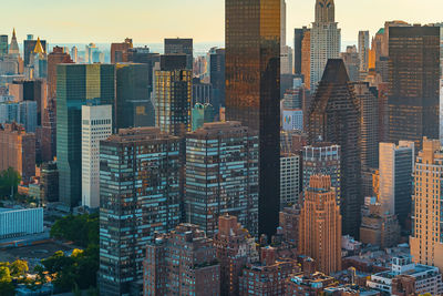 Aerial view of modern buildings in city