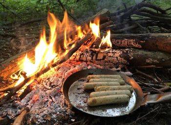 Bonfire on barbecue grill