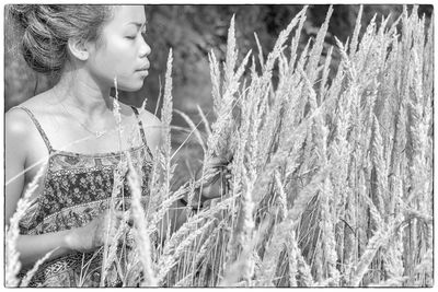 Woman standing on field