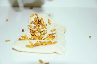 Close-up of ear of wheat on table